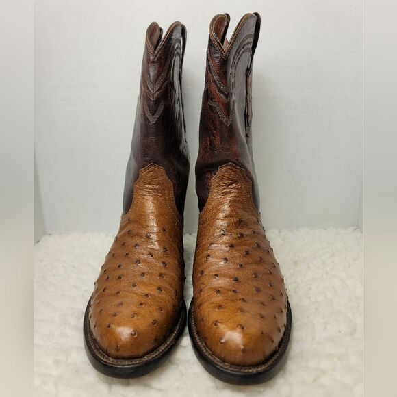 Lucchese 2000 Boots Womens Size 6.5 Brown Quill Ostrich Leather Western Cowboy - Picture 2 of 9